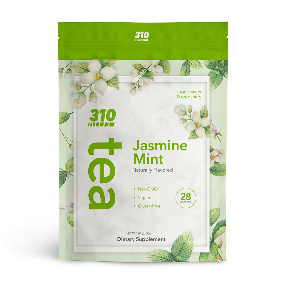 28 sachets 310 jasmine mint tea pack with jasmine flower packaging design.