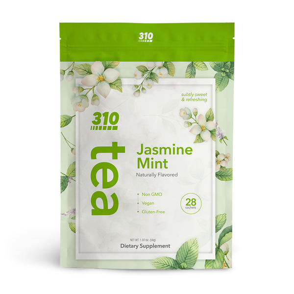 28 sachets 310 jasmine mint tea pack with jasmine flower packaging design.