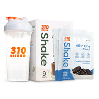 310 Nutrition All-In-One Meal Replacement Shake Starter Kit w/ Shaker Cup - Fiber Rich Vegan Superfood Blend - Natural Sweeteners - Low Carb Shake, Keto & Paleo Friendly - Gluten Free - 26 Essential Vitamins & Minerals  – Cookies N Cream 9ct