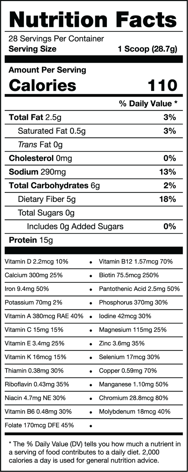 All-in-one meal shamrock cream nutrition facts label featuring the amount of calorie per serving.