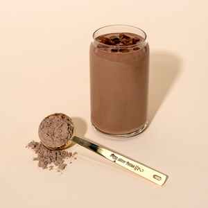 Chocolate Icing Shake with a scoop of protein powder.