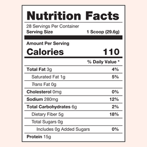310 Vanilla Cake Shake Nutrition Facts label.