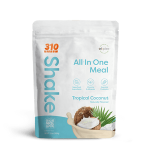310 Tropical Coconut All-In-One Meal Shake with coconut flavor, superfoods, and essential nutrients.