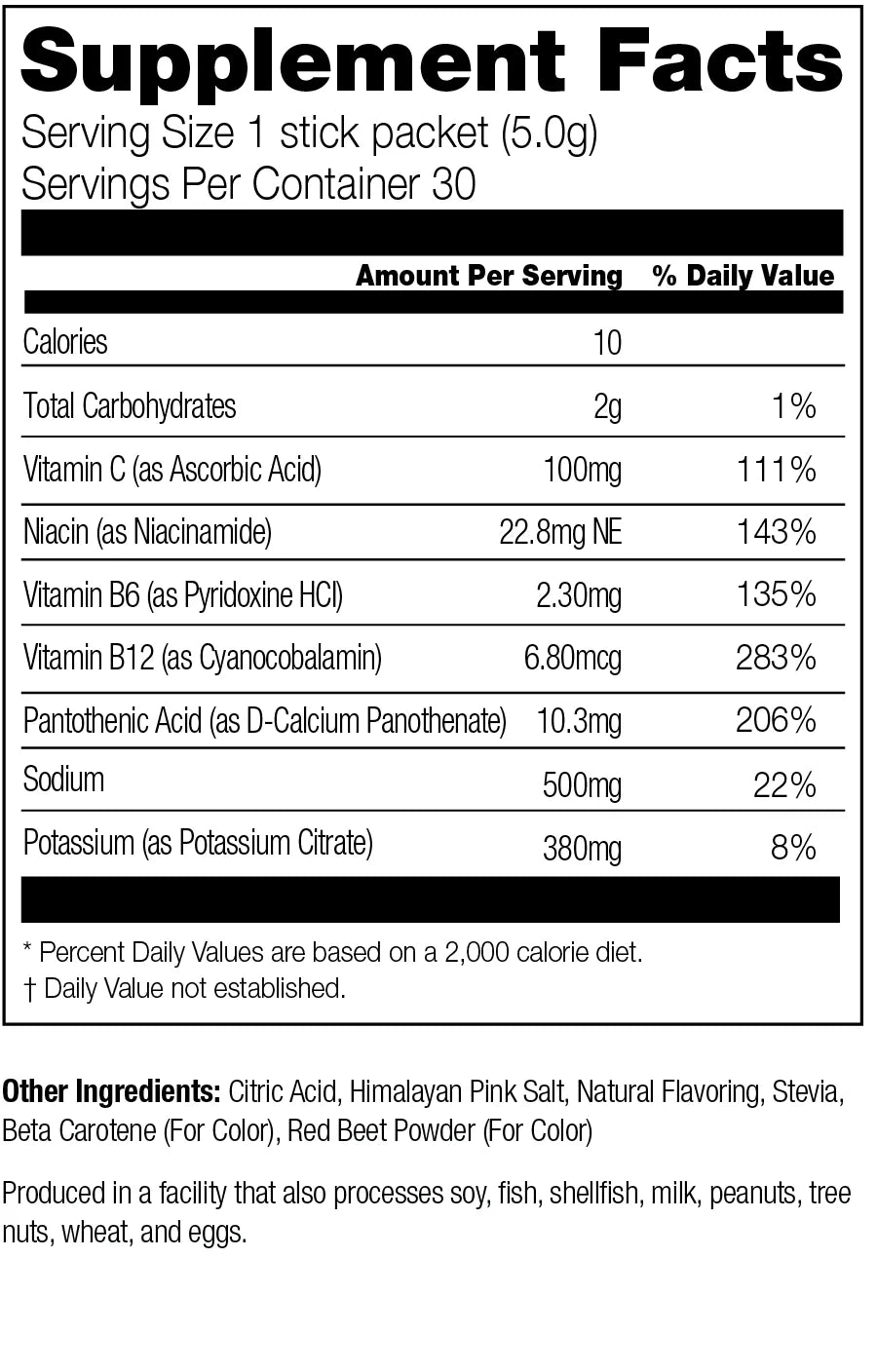 peach-mango hydrate supplement facts