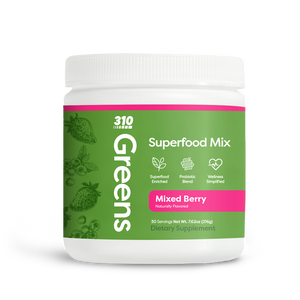 310 greens mixed berry superfood mix in 30 serving container.