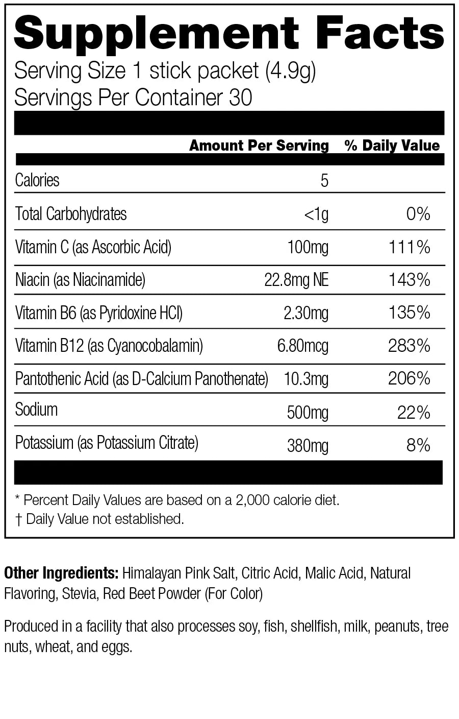 strawberry hydrate supplement facts