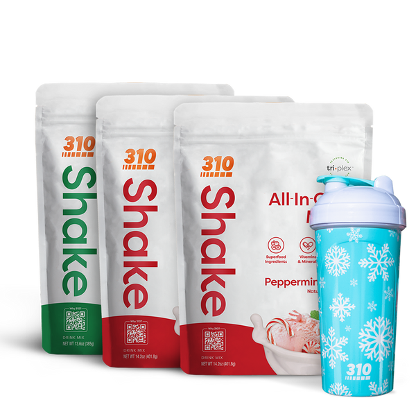triple holiday bundle with three shakes and a shaker cup