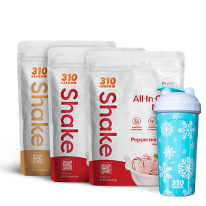 triple holiday bundle with two peppermint swirl, snickerdoodle and shaker cup