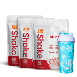 triple holiday bundle with peppermint swirl shake and holiday themed shaker cup