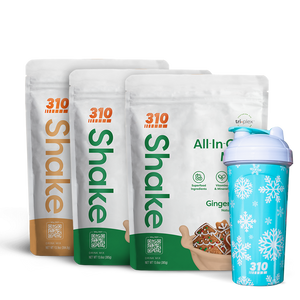 triple bundle with two gingerbread, snickerdoodle shake and a shaker cup