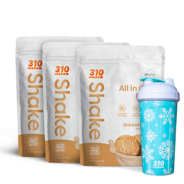 snickerdoodle shake triple pack and holiday themed shaker cup bundle