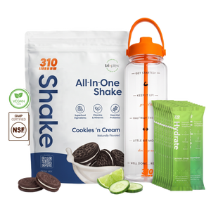 310 Hydration Bundle — Cookies 'n Cream All-In-One Shake, 14 Hydrate electrolyte sticks & 40oz water tracker bottle