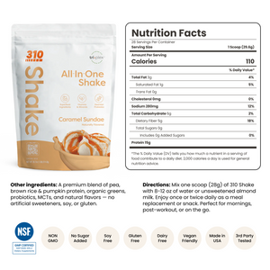 310 Caramel Sundae All-In-One Shake ingredients and nutrition facts