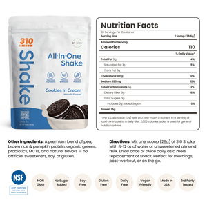 310 Shake Cookies N' Cream ingredients and superfood blend