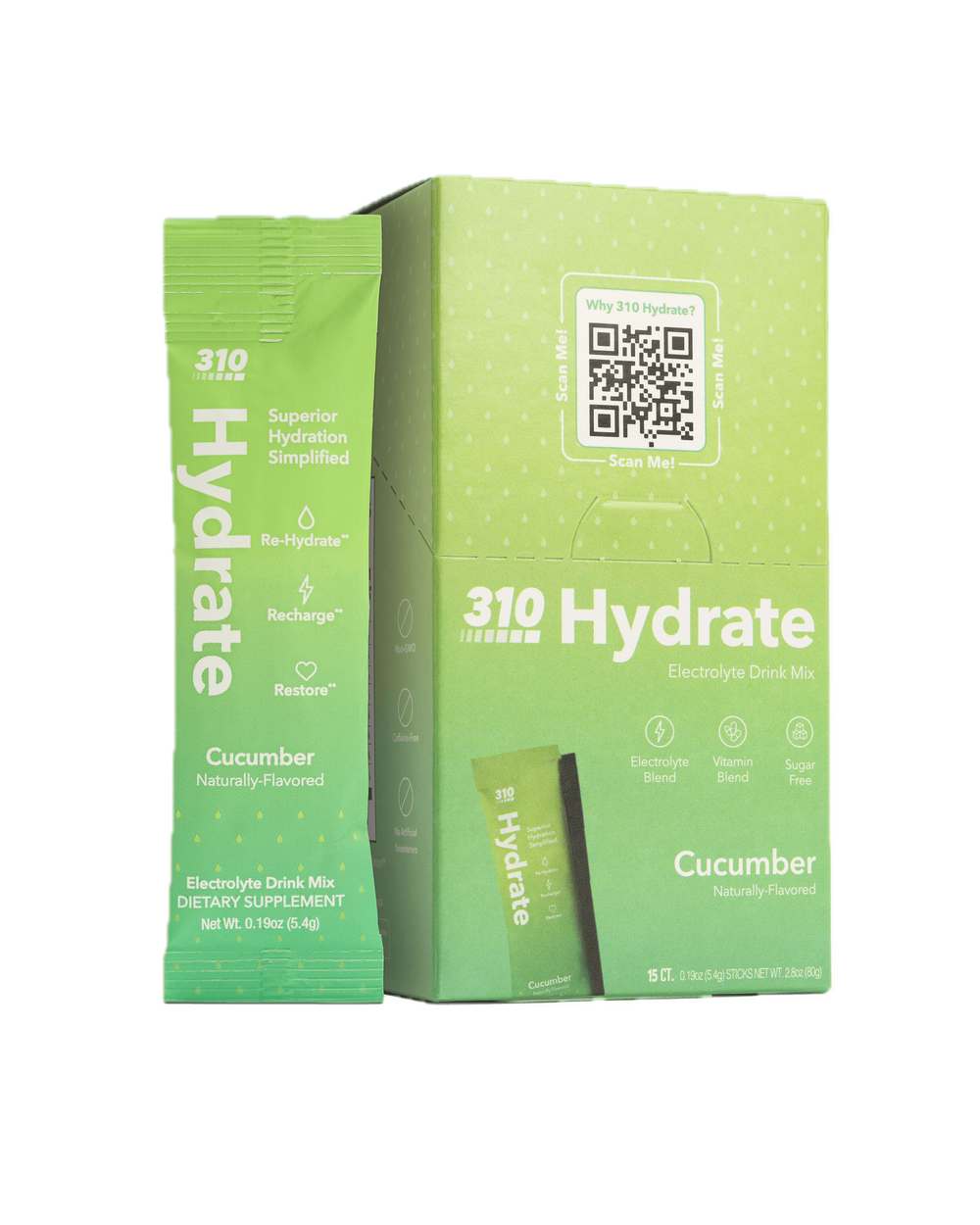 310 Hydrate Cucumber 15-count box with stick packet