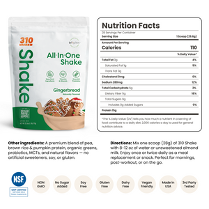 310 Shake Gingerbread ingredients and superfood blend