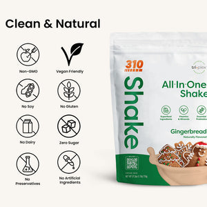310 Shake Gingerbread all-in-one shake pouch, clean and natural ingredients