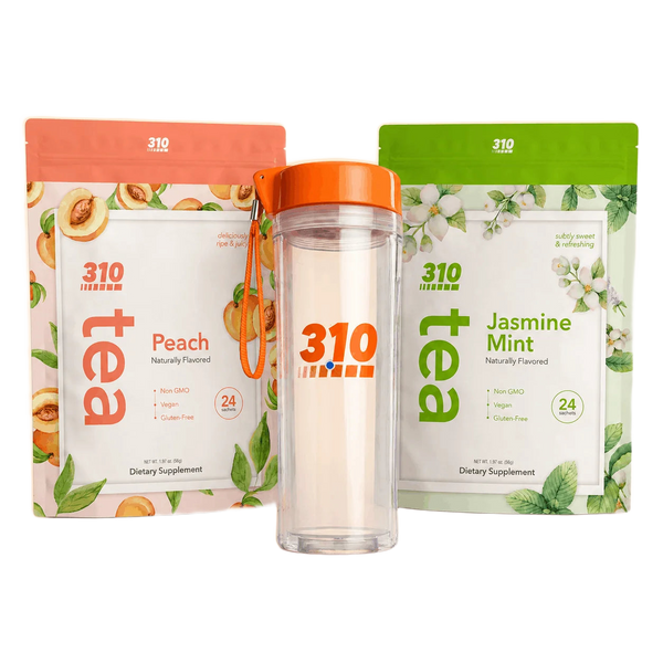 310 Tea Lover's Variety Pack — Jasmine Mint Tea, Peach Tea, and a 310 Tea Tumbler