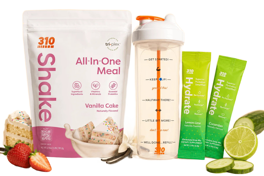 310 Hydration Bundle — Vanilla Cake shake, electrolytes & water-tracker bottle