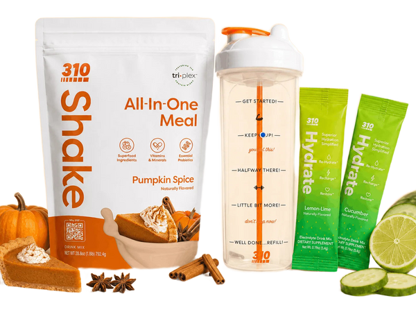 310 Hydration Bundle — Pumpkin Spice shake, electrolytes & water-tracker bottle