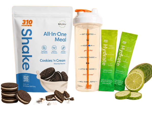 310 Hydration Bundle — Cookies & Cream shake, electrolytes & water-tracker bottle