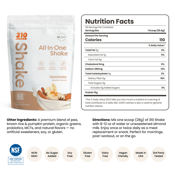 310 Horchata All-In-One Shake ingredients and nutrition facts