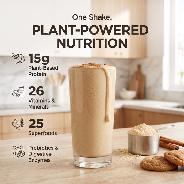 310 Shake Horchata: one shake, plant-powered nutrition. 15g plant-based protein, 26 vitamins and minerals, 25 superfoods, probiotics and digestive enzymes