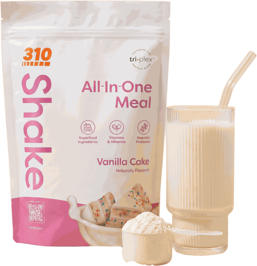 310 All-In-One Shake pouch with a prepared shake