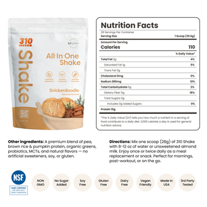 310 Snickerdoodle All-In-One Shake ingredients and nutrition facts