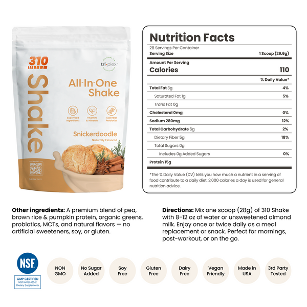 310 Snickerdoodle All-In-One Shake ingredients and nutrition facts