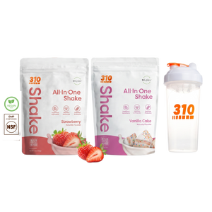 310 Best Seller Summer Duo — Strawberry & Vanilla Cake All-In-One Shakes (28 servings each) with shaker cup