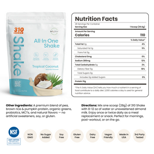 310 Tropical Coconut All-In-One Shake ingredients and nutrition facts