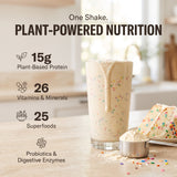 310 Shake Vanilla Cake: one shake, plant-powered nutrition. 15g plant-based protein, 26 vitamins and minerals, 25 superfoods, probiotics and digestive enzymes