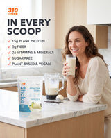 310 Vanilla Creme All-In-One Shake with 15g plant protein, 5g fiber, 26 vitamins and minerals, sugar free, plant-based