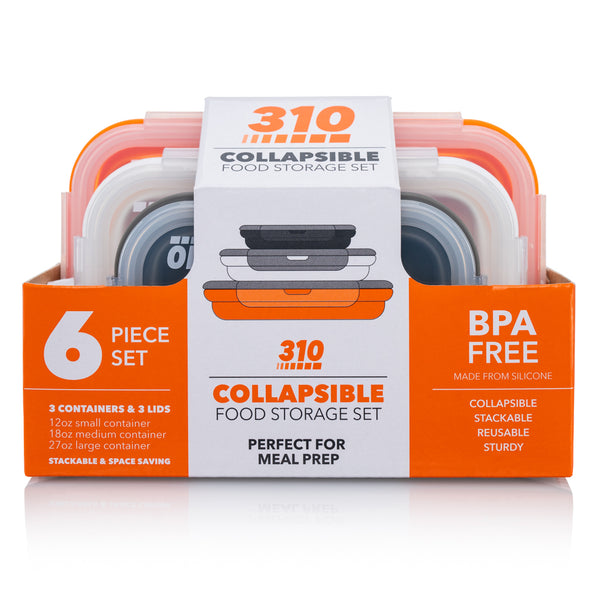 6 pieces 310 orange collapsible food storage set. 