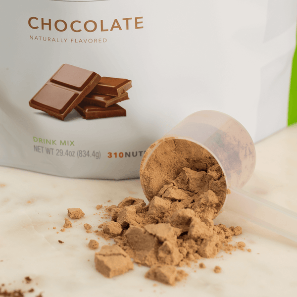 spilled chocolate flavored protein powder