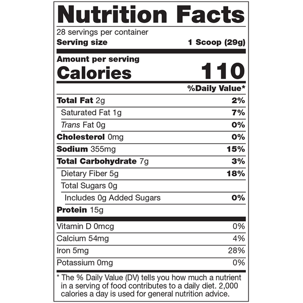 310 Nutrition Organic Vanilla Shake Nutrition Label