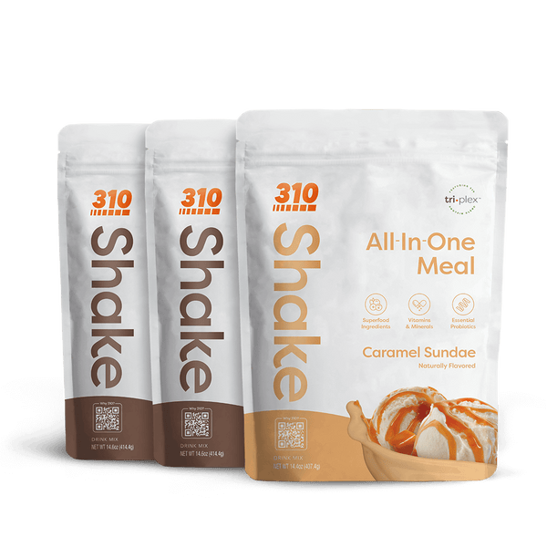 14 serving of two chocolate bliss and caramel sundae shake