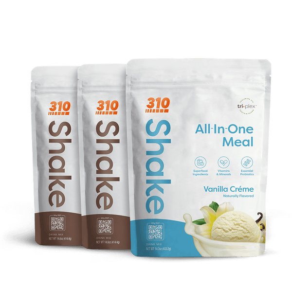 two chocolate bliss and vanilla creme meal replacement shake packs