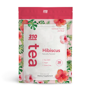 310 Tea in Hibiscus flavor featuring the hibiscus flower packaging design
