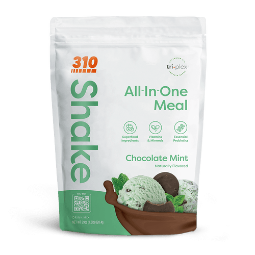 310 Chocolate Mint All-In-One Meal Shake with essential nutrients, superfoods, and probiotics.