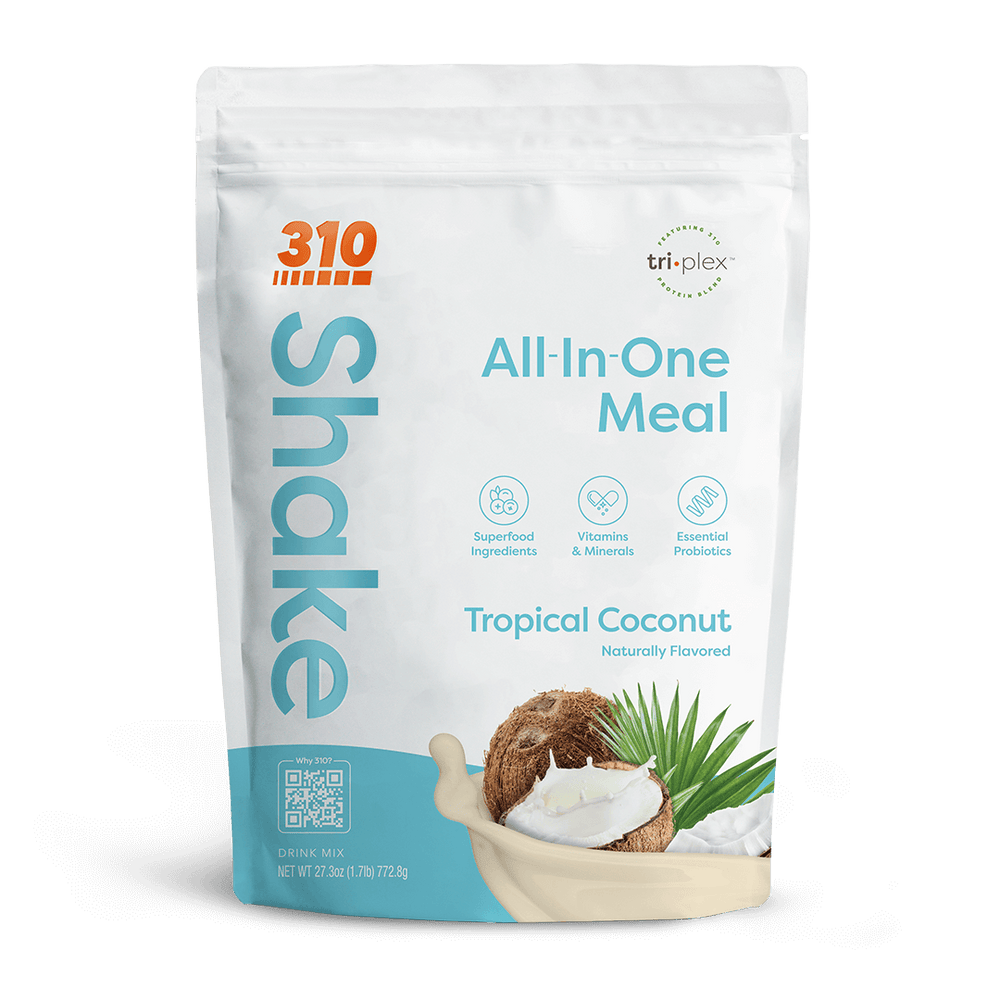 310 All-In-One meal replacement shake in tropical coconut flavor.