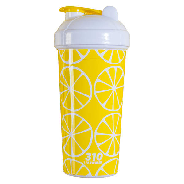 yellow lemon wrap with white lid shaker cup