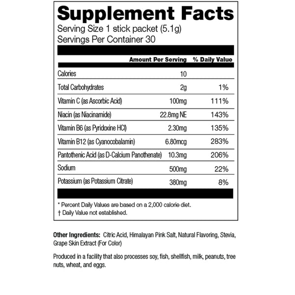 wildberry hydrate supplement facts