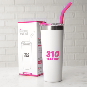 pink stainless steel travel mug