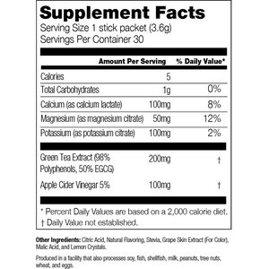 blackberry lemonade supplement facts