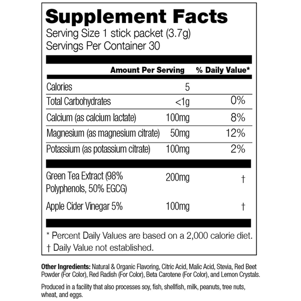 cherry-lime lemonade supplement facts