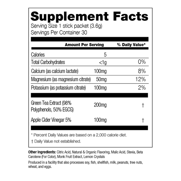 310 lemonade supplement facts