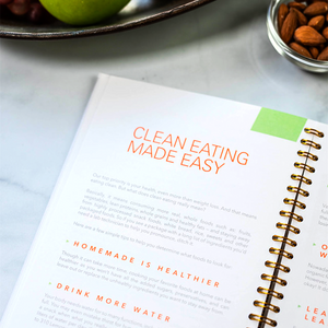 A page from the meal prep guide titled “Clean Eating Made Easy.”