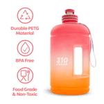 Purple mega hydration bottle showcasing its key features.